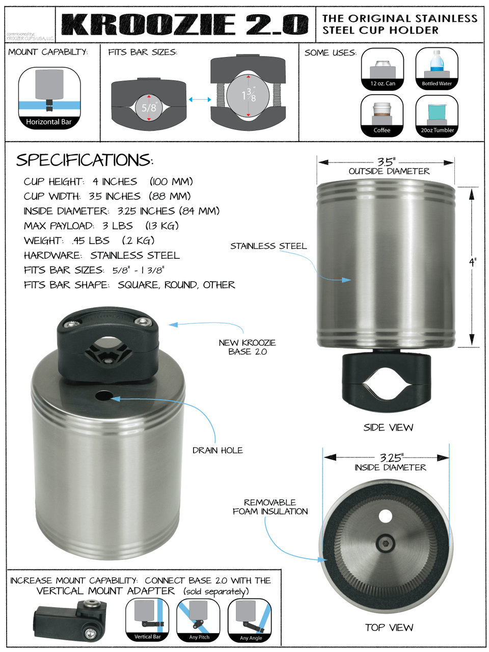 Kroozie 2.0 - Seafoam – Kroozer Cups USA LLC.